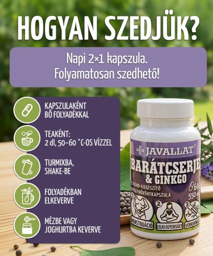 Barátcserje és Ginkgo - 60 db étrend-kiegészítő gyógynövénykapszula