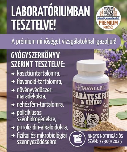 Barátcserje és Ginkgo - 60 db étrend-kiegészítő gyógynövénykapszula