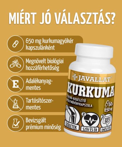 KURKUMA - 60 db étrend-kiegészítő gyógynövénykapszula