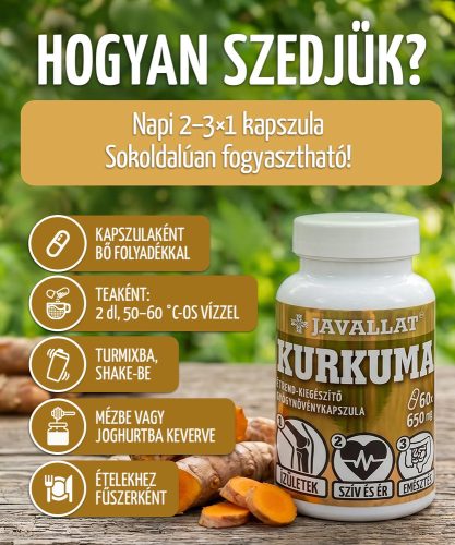 KURKUMA - 60 db étrend-kiegészítő gyógynövénykapszula