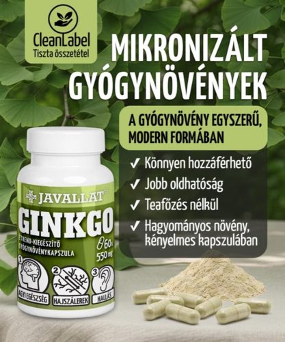 GINKGO - 60 db étrend-kiegészítő gyógynövénykapszula