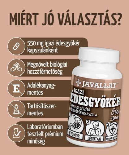 IGAZI ÉDESGYÖKÉR - 60 db étrend-kiegészítő gyógynövénykapszula