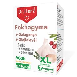   Fokhagyma + galagonya + olajfalevél XL - 90 db étrend-kiegészítő kapszula - Dr. Herz