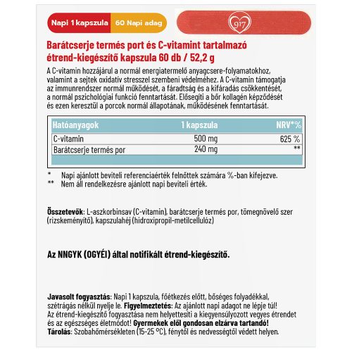 Barátcserje + C-vitamin - 60 db étrend-kiegészítő kapszula - Dr. Herz