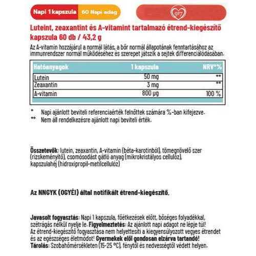 LUTEIN MAX 50 mg - 60 db étrend-kiegészítő kapszula - Dr. Herz