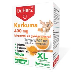   Kurkuma+Gyömbér+C-vitamin+Szerves Cink XL - 90 db étrend-kiegészítő kapszula - Dr. Herz