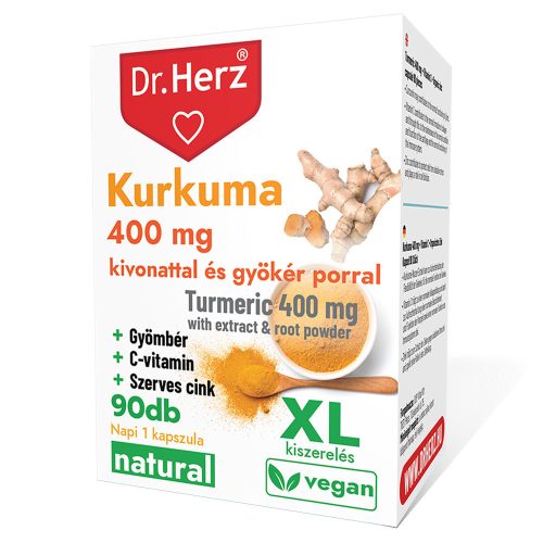 Kurkuma+Gyömbér+C-vitamin+Szerves Cink XL - 90 db étrend-kiegészítő kapszula - Dr. Herz
