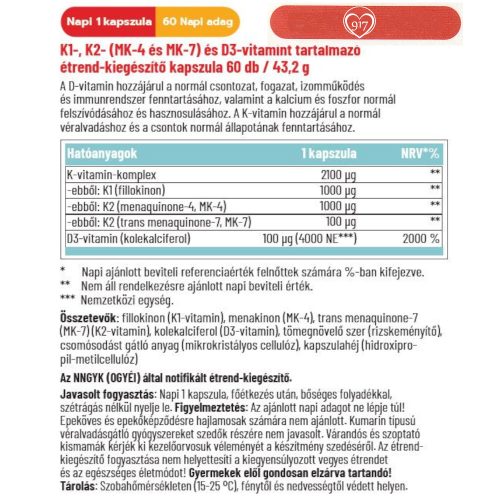 K-Komplex + D3-vitamin - 60 db étrend-kiegészítő kapszula - Dr. Herz