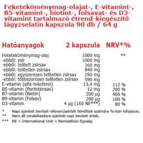 Feketekömény olaj plus - 90 db étrend-kiegészítő kapszula - Dr. Herz