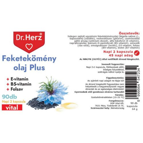 Feketekömény olaj plus - 90 db étrend-kiegészítő kapszula - Dr. Herz