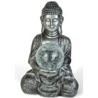 Buddha szobor - szolárlámpa - EZÜST - 26 cm - Garden of Eden