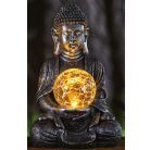 Buddha szobor - szolárlámpa - EZÜST - 26 cm - Garden of Eden