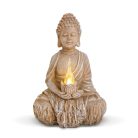 Buddha szobor - szolárlámpa - 19 cm - melegfehér LED gyertyával