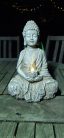 Buddha szobor - szolárlámpa - 19 cm - melegfehér LED gyertyával