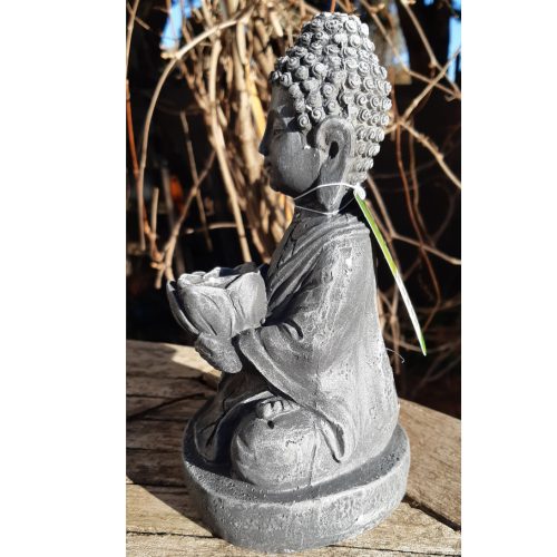 Buddha szobor - szolárlámpa - 20 cm - hidegfehér LED lámpával