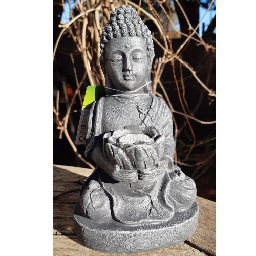 Buddha szobor - szolárlámpa - 20 cm - hidegfehér LED lámpával