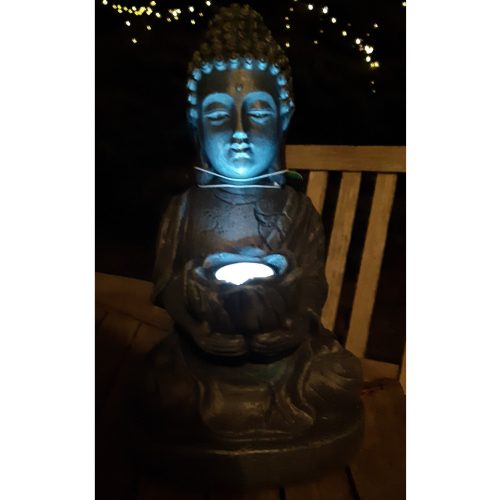 Buddha szobor - szolárlámpa - 20 cm - hidegfehér LED lámpával
