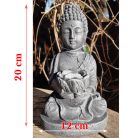 Buddha szobor - szolárlámpa - 20 cm - hidegfehér LED lámpával