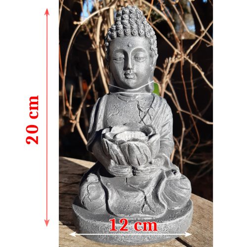 Buddha szobor - szolárlámpa - 20 cm - hidegfehér LED lámpával