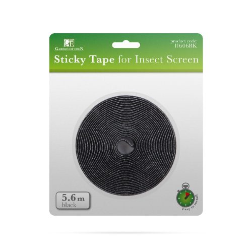 Öntapadós szúnyogháló-rögzítőszalag, fekete - 5,6 m - 11606BK