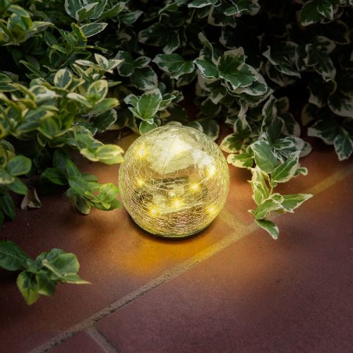 Szolár üveggömb, leszúrható - 10 cm, 10 melegfehér LED-es