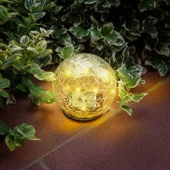   Szolár üveggömb, leszúrható - 12 cm, 15 melegfehér LED-es