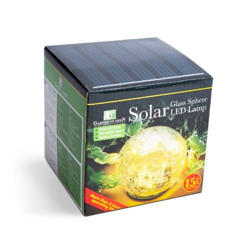Szolár üveggömb, leszúrható - 12 cm, 15 melegfehér LED-es
