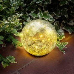   Szolár üveggömb, leszúrható - 15 cm, 20 melegfehér LED-es