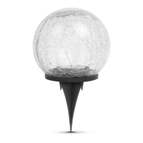 Szolár üveggömb, leszúrható - 15 cm, 20 melegfehér LED-es
