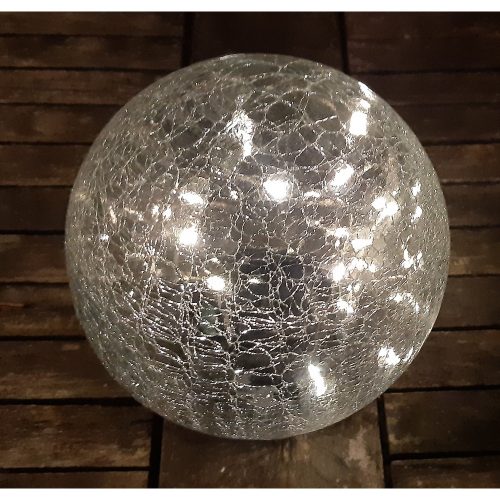 Szolár üveggömb, leszúrható - 15 cm, 20 melegfehér LED-es