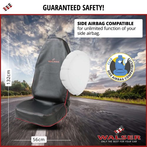 Ülésvédő huzat első ülésre - ECO bőr - fekete-piros - GUARDIAN - WALSER