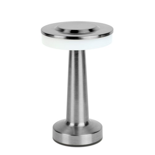 Asztali lámpa - érintésvezérlés - akkus, USB-C táp, 2 W LED - LONDON SILVER - PHENOM