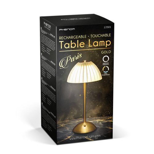 Asztali lámpa - érintésvezérlés - akkus, USB-C táp, 2 W LED - PARIS - PHENOM
