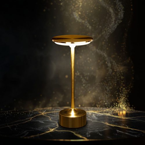 Asztali lámpa - érintésvezérlés - akkus, USB-C táp, 3 W LED - NEW YORK - GOLD