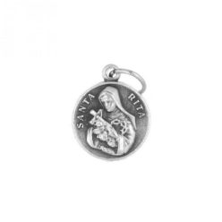 Szent Rita ezüst színű, fém érem, 13 mm