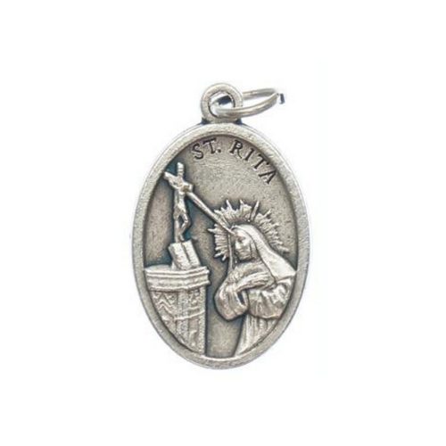 Szent Rita ezüst színű fém érem, 22 mm