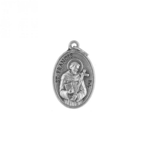 Szent Antal - Szent Ferenc ezüst színű fém érem, 22 mm
