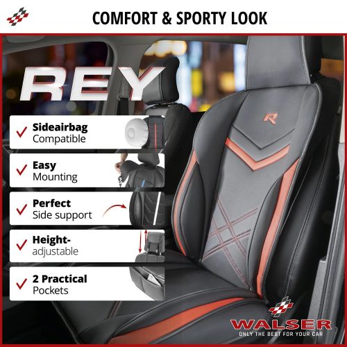 Ülésvédő, ECO bőr fekete-piros REY - WALSER