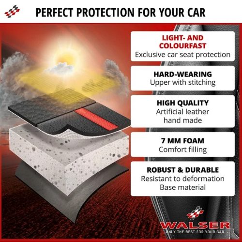 Ülésvédő, ECO bőr fekete-piros KIMI - WALSER