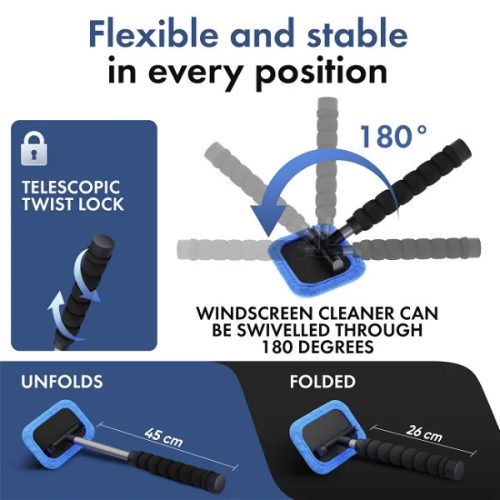 Ablaktisztító, teleszkópos 26-42 cm - 2 db mikroszálas kendővel - WALSER