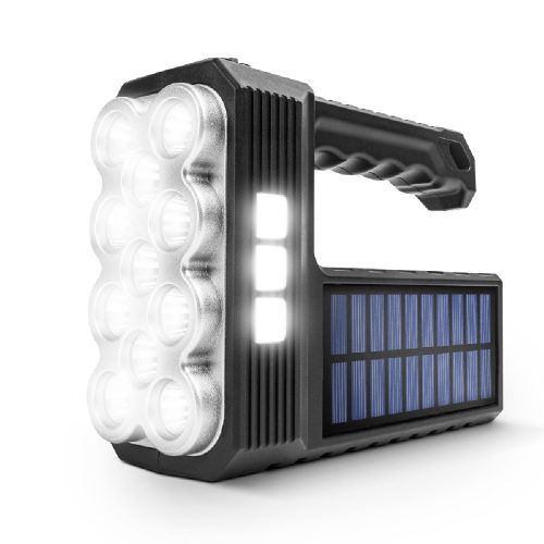 Szolár COB LED zseblámpa - munkalámpa funkcióval - 1200 mAh - MicroUSB - PHENOM