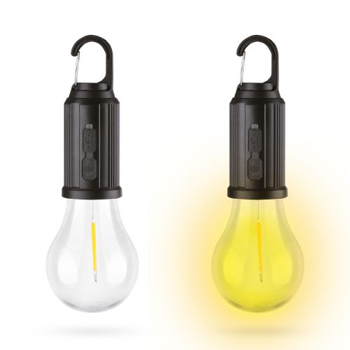 Akasztható LED lámpa - villanykörte - szolár és USB-C töltés - 100 lumen - 400 mAh - Phenom
