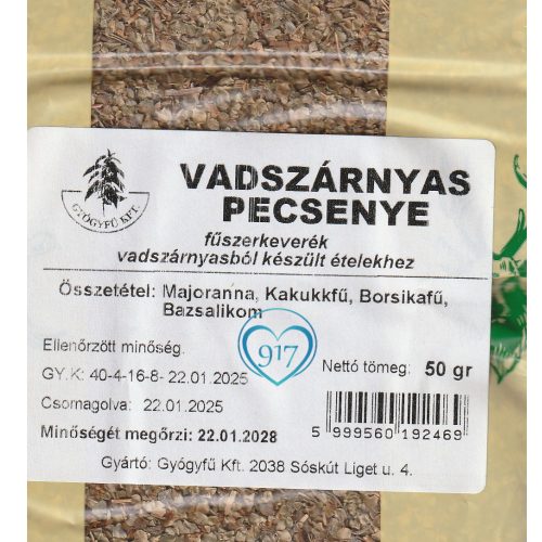 Vadszárnyas pecsenye fűszerkeverék - 50 g