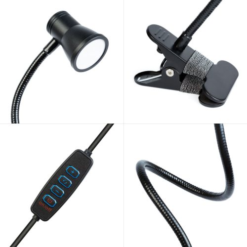 Flexibilis asztali LED lámpa - csipeszes - USB - állítható fényerő és színhőmérséklet - PHENOM