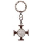 Kulcstartó - Kelta kereszt, Szent Benedek éremmel - 9,5 cm - barna