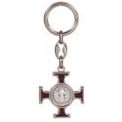 Kulcstartó - Kelta kereszt, Szent Benedek éremmel - 9,5 cm - barna