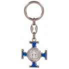 Kulcstartó - Kelta kereszt, Szent Benedek éremmel - 9,5 cm - kék