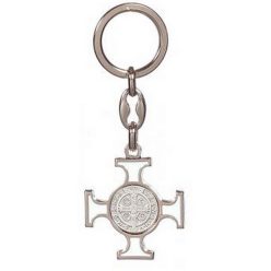   Kulcstartó - Kelta kereszt, Szent Benedek éremmel - 9,5 cm - piros