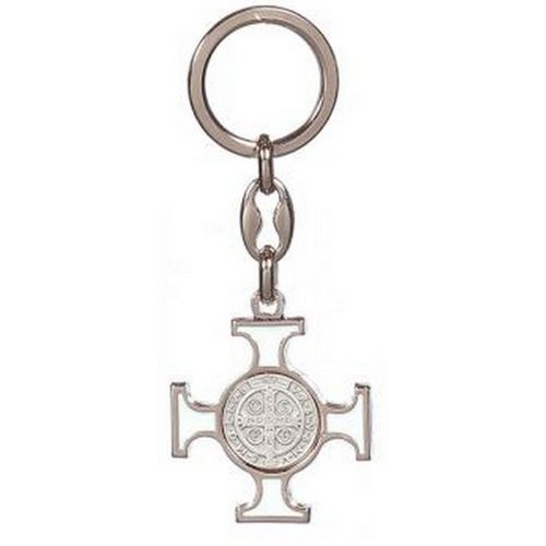 Kulcstartó - Kelta kereszt, Szent Benedek éremmel - 9,5 cm - piros