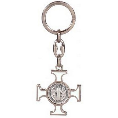 Kulcstartó - Kelta kereszt, Szent Benedek éremmel - 9,5 cm - piros